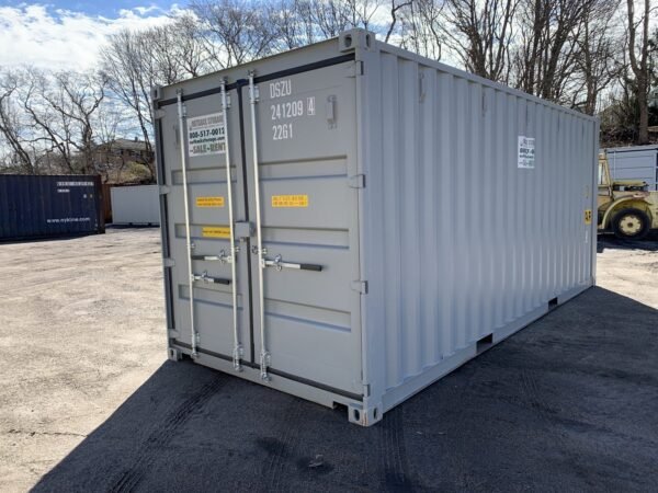 20′ x 8′ x 8.5′ Tall – New **Double Door**Shipping/Storage Container – Wind and Watertight–Gray