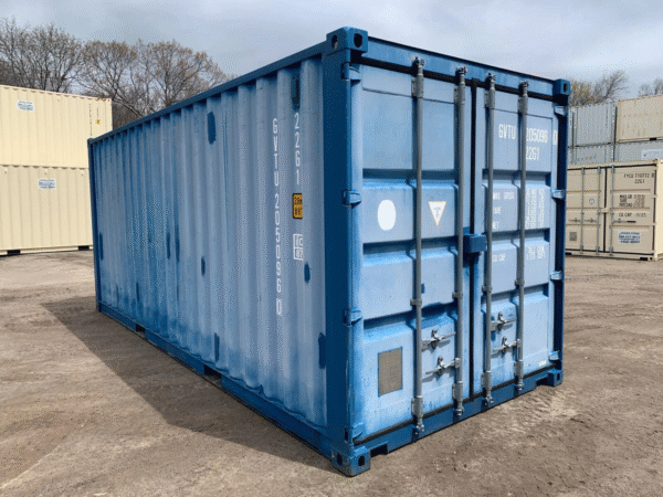 20′ x 8′ x 8.5′ Tall– Wind and Watertight **Off Rent** Used Shipping / Storage Container – Blue